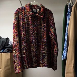 Chicos multi-colored tweed jacket. Size 2